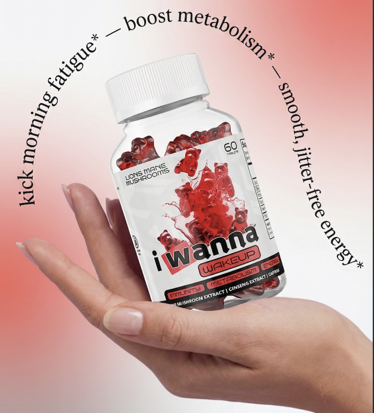 iWanna WakeUp gummies in hand
